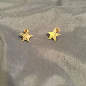 Silver metal and iridescent earrings star pierced ears